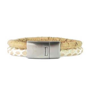 B&L dubbel leren armband bruin-wit